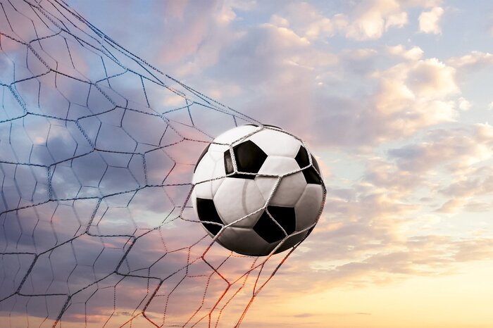 De bal in het net tegen de lucht