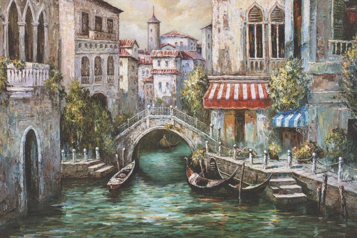 Een charmant italiaans stadje met gondels op de grachten