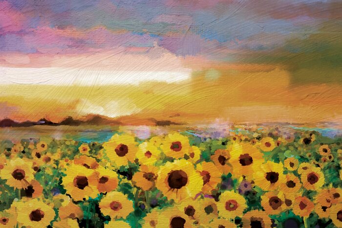 Een artistieke visie op een zonnebloemveld