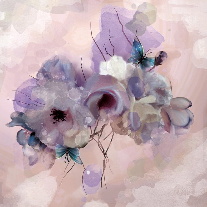 Een subtiele aquarel van rozen in pasteltinten