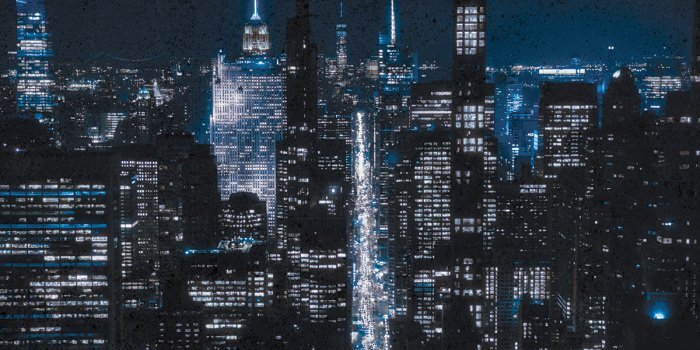 De nachtelijke lichten van een bruisende metropool