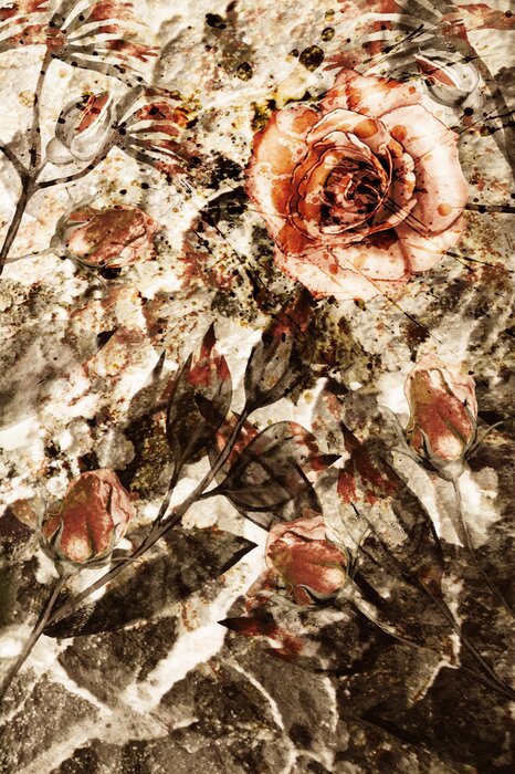 Retro bloemencompositie van rozen met bladeren