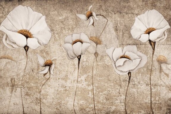 Delicate klaprozen in warme beige tinten