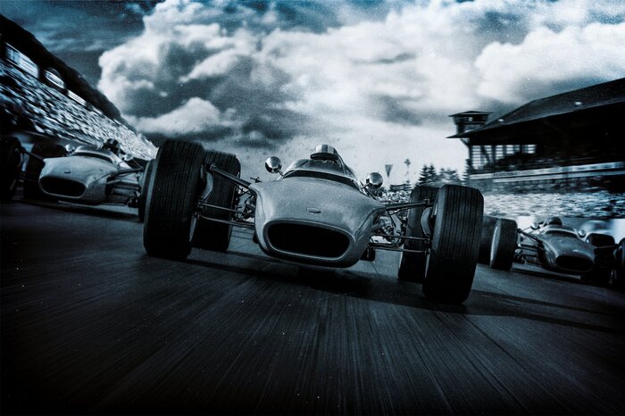 Retro-auto&#39;s op het racecircuit