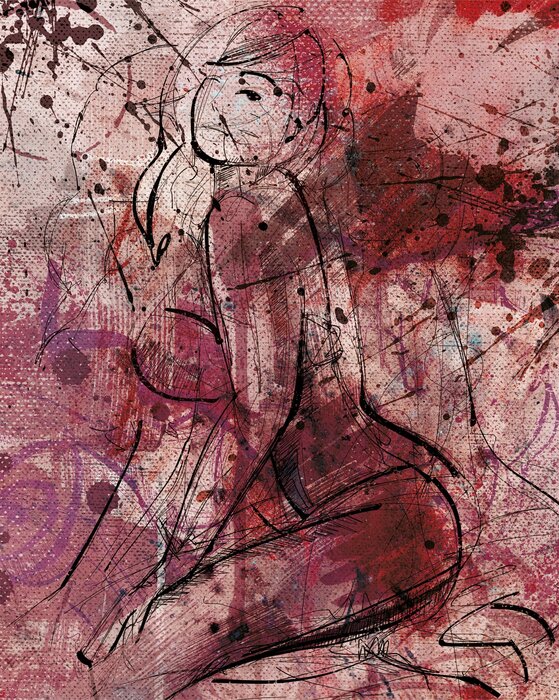 Abstract portret van een vrouw met accenten