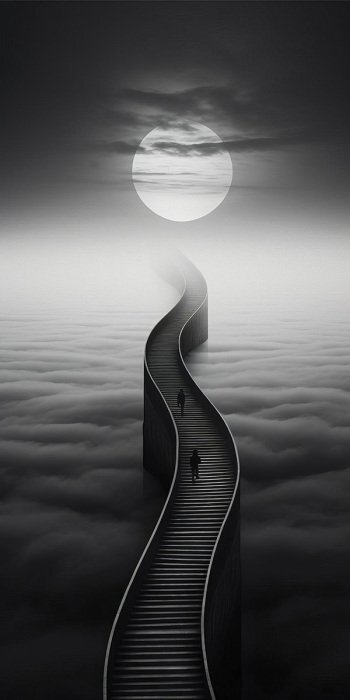 Wandelen over de houten brug richting het licht