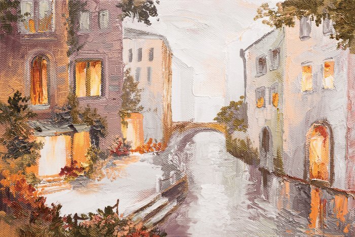 Pittoreske uitzichten op venetiaanse gebouwen