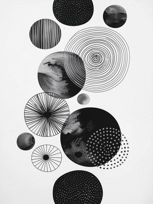 Abstract sterrenstelsel van geometrische bollen