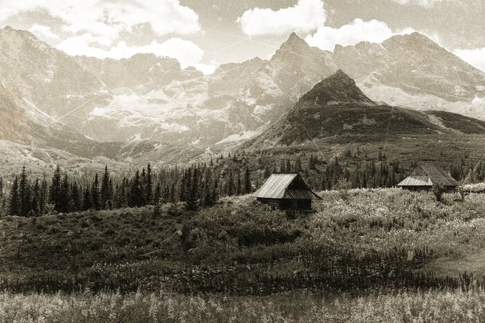 Weelderig berggroen rondom rotsachtige pieken