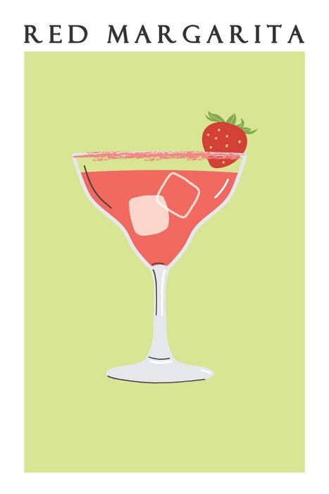 Een verfrissende margarita-drank met een aardbei in een glas