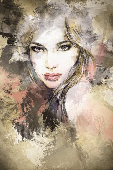 Een delicaat portret van een vrouw met donker haar