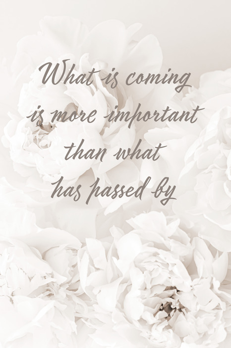 Typografie op een achtergrond van witte pioenrozen