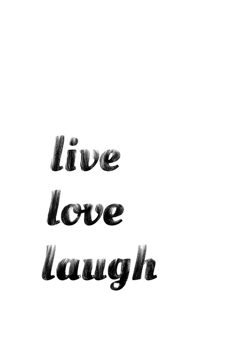 De minimalistische slogan leven, liefhebben, lachen