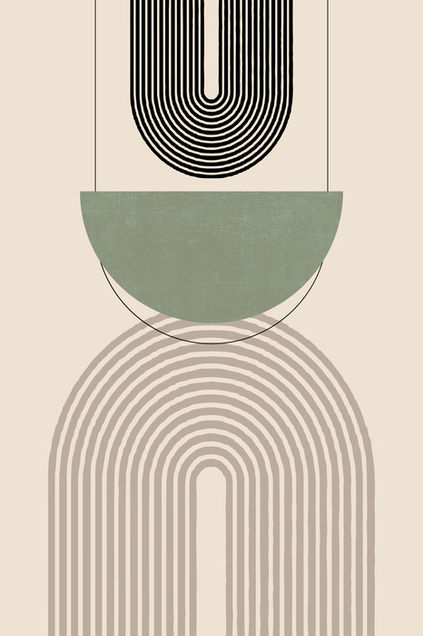 Minimalistische bogen en een groene halve cirkel
