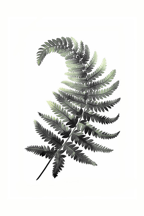 Botanische tekening van een varenblad