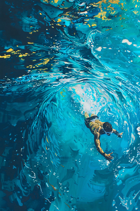 Een man die in een zwembad zwemt