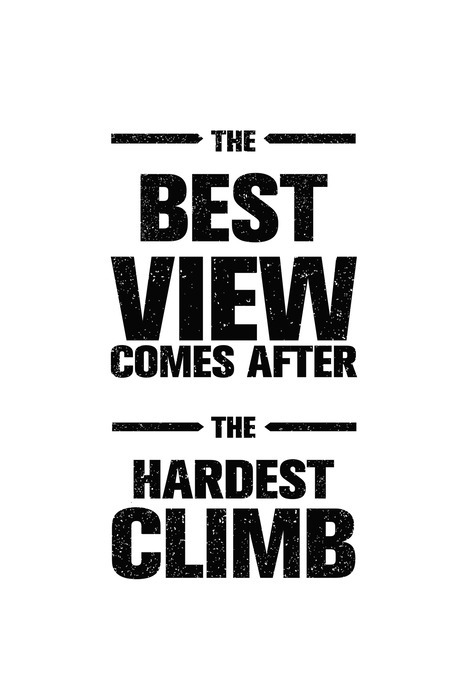 Zwarte motiverende tekst over het uitzicht