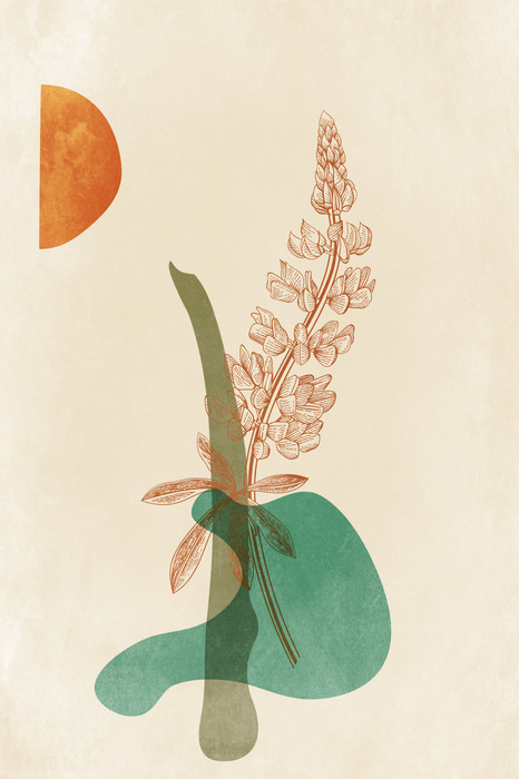 Minimalistische plant in pasteltinten