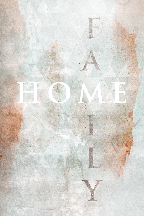 Aquarel met een slogan over huis en gezin