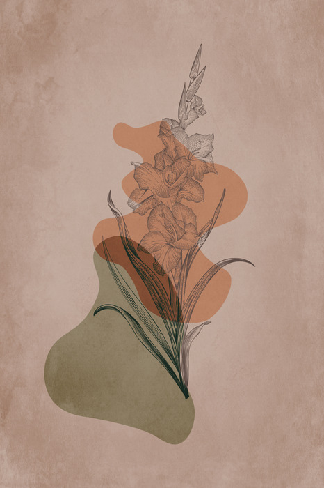 Plantenminimalisme tegen een achtergrond van vlekken