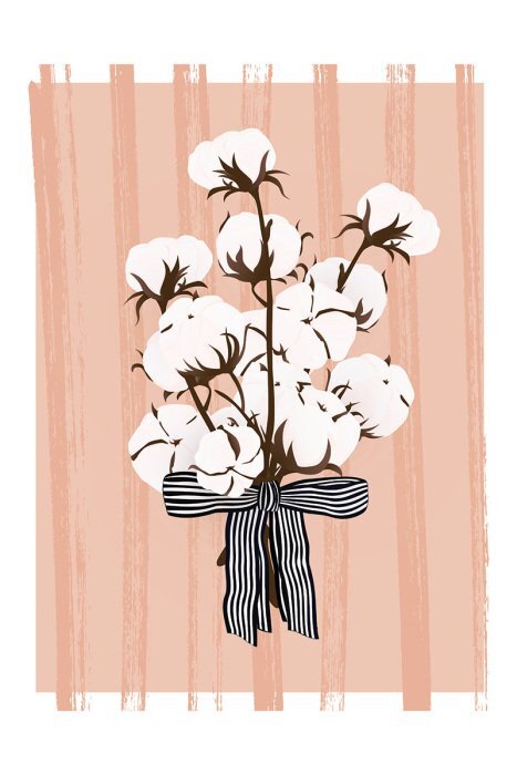 Delicate witte bloemen op een achtergrond met contrasterende strepen