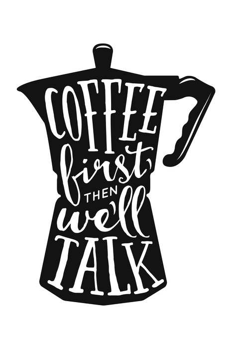 Zwarte koffiepot met typografie