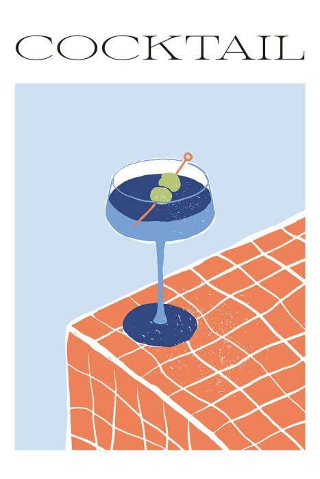 Een verfrissend blauw drankje op een betegeld oppervlak