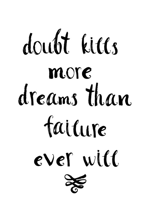 Een typografische inscriptie over de kracht van twijfel