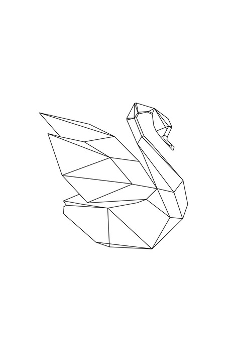 Minimalistische tekening van een zwaan
