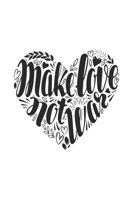 Zwart-wit typografisch motief met een hart