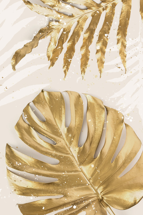 Botanisch patroon met gouden bladeren