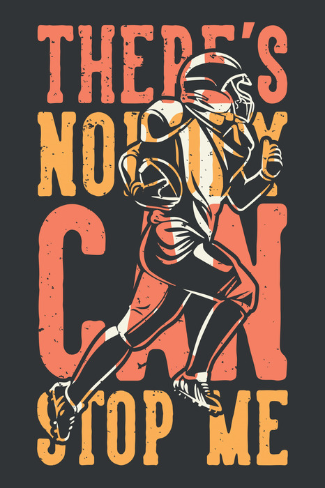 Amerikaanse voetballer en motiverende inscriptie