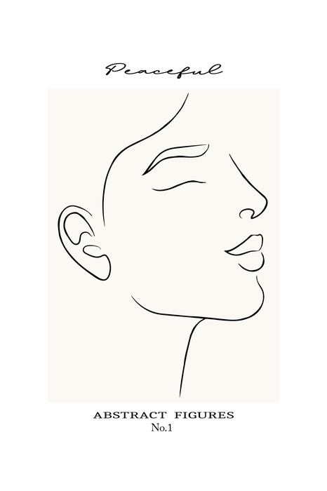 Minimalistische contouren van een kalm gezicht