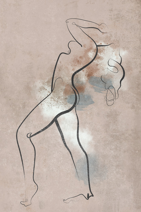 Minimalistische graphics met een dansende figuur