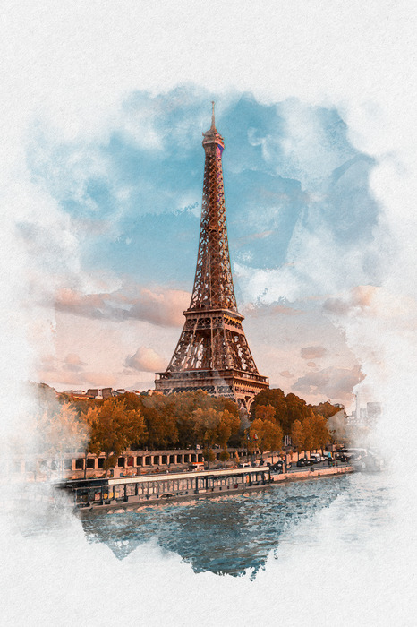 Romantische illustratie met de eiffeltoren