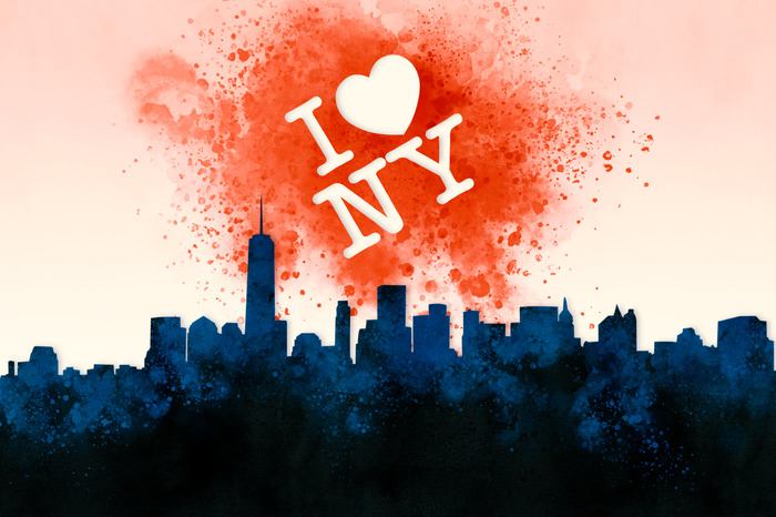 I love ny-opschrift met skyline van de stad