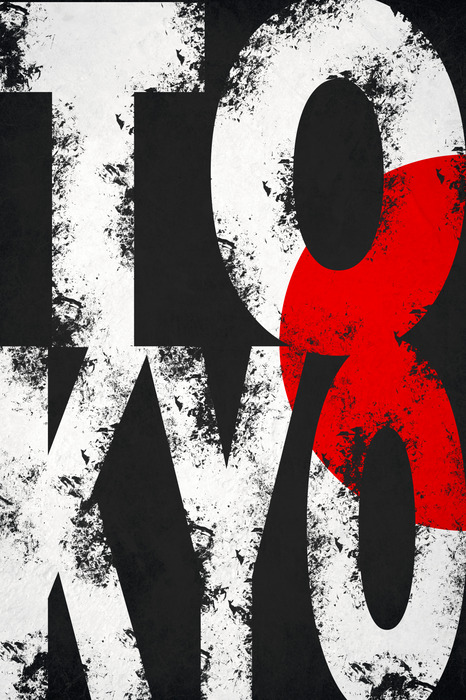 Tokio in zwart, wit en rood