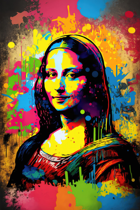 Mona lisa in een explosie van levendige kleuren
