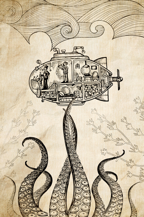 Onderzeeër in retrostijl