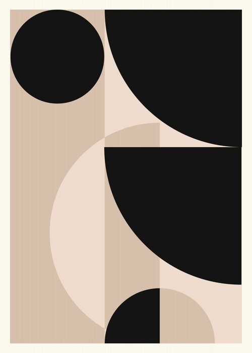 Black and beige shapes abstraction on a light background