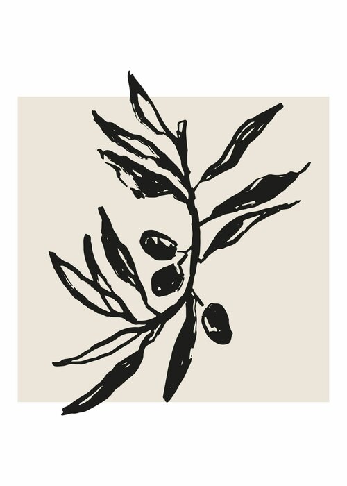 Olive branch in minimalist style