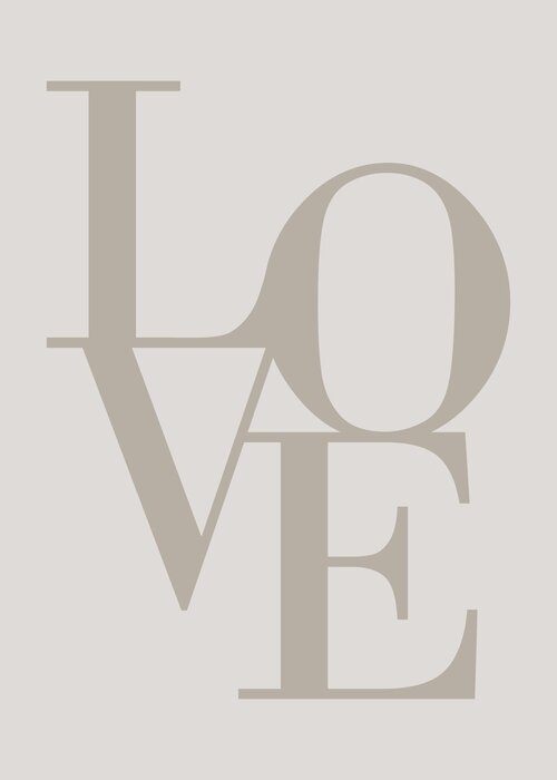 Beige "love" text in minimalist style