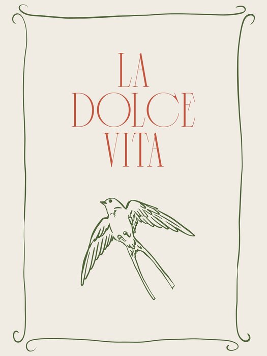 Swallow and the inscription la dolce vita