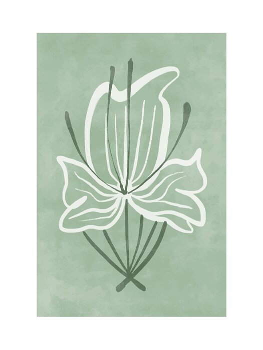 Minimalist flower on green background