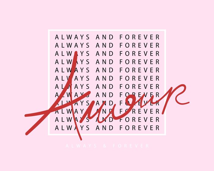 Always forever amour pink graphics romantic style