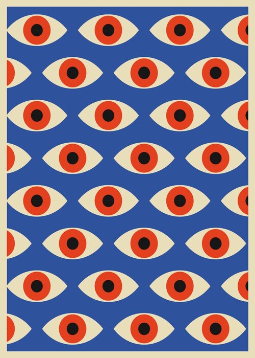 Red and blue modernist abstraction in bauhaus style