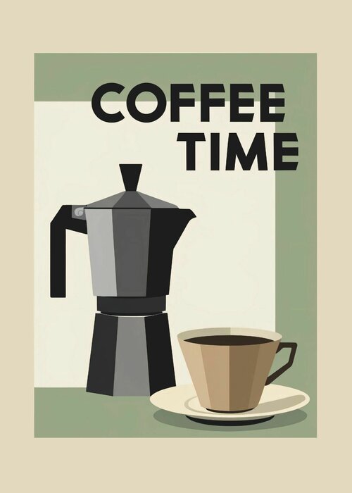Coffee time modern illustration with coffee