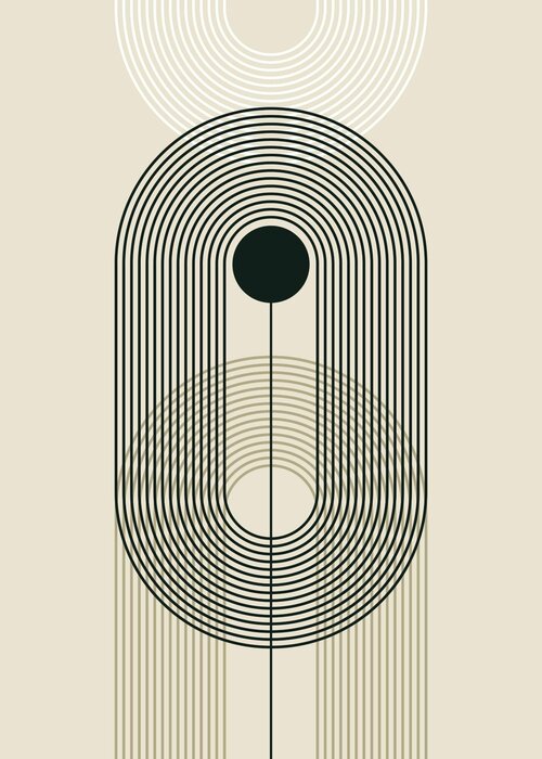 Abstract geometric shapes black and white arches