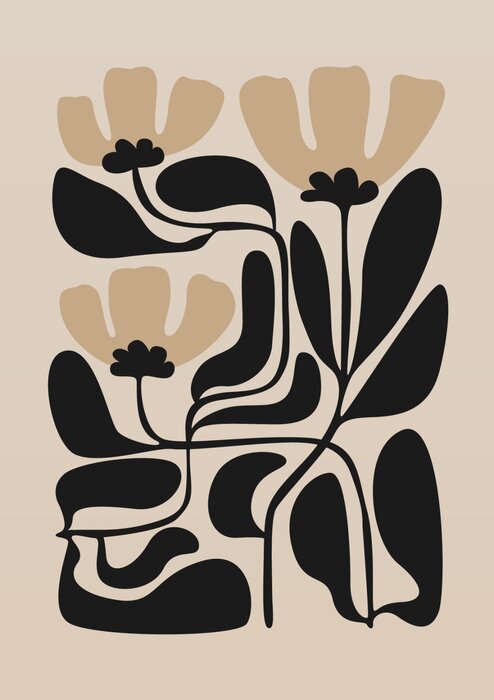 Abstract flowers on beige background