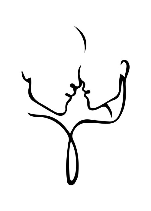 Line art portrait of a couple in love